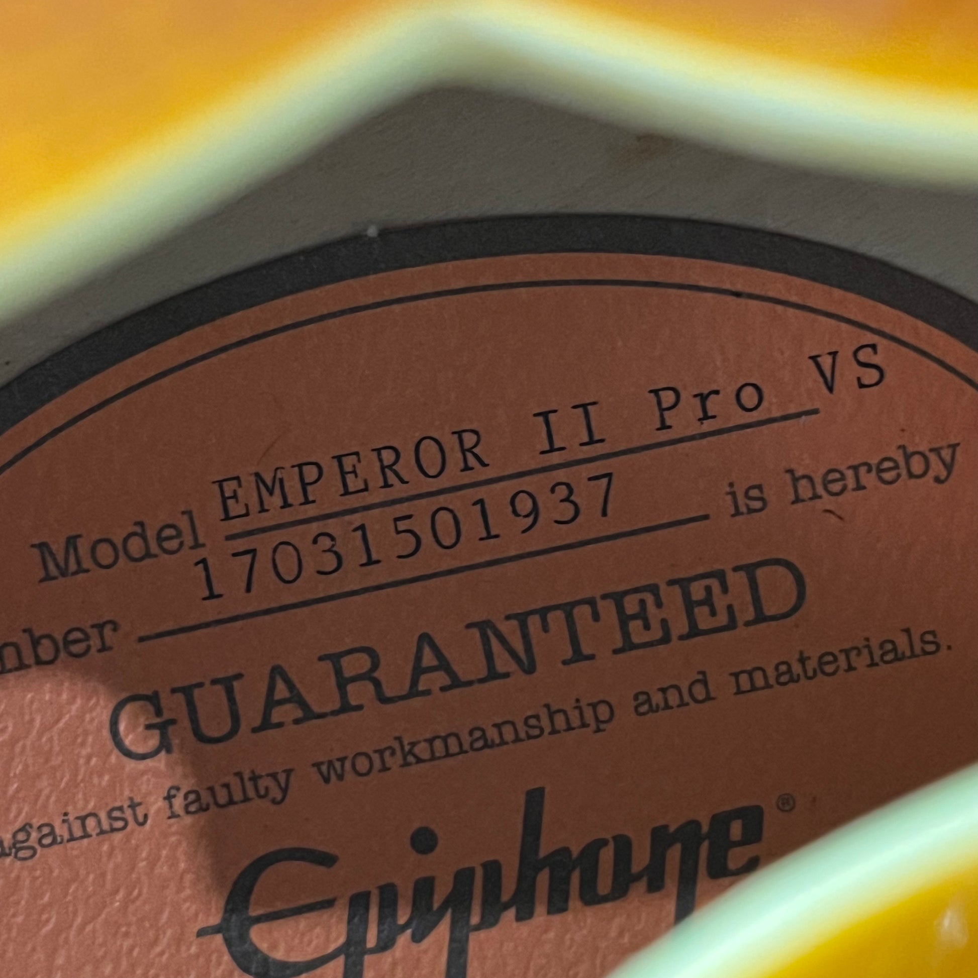 Epiphone Joe Pass Emperor-II Pro VS 2017