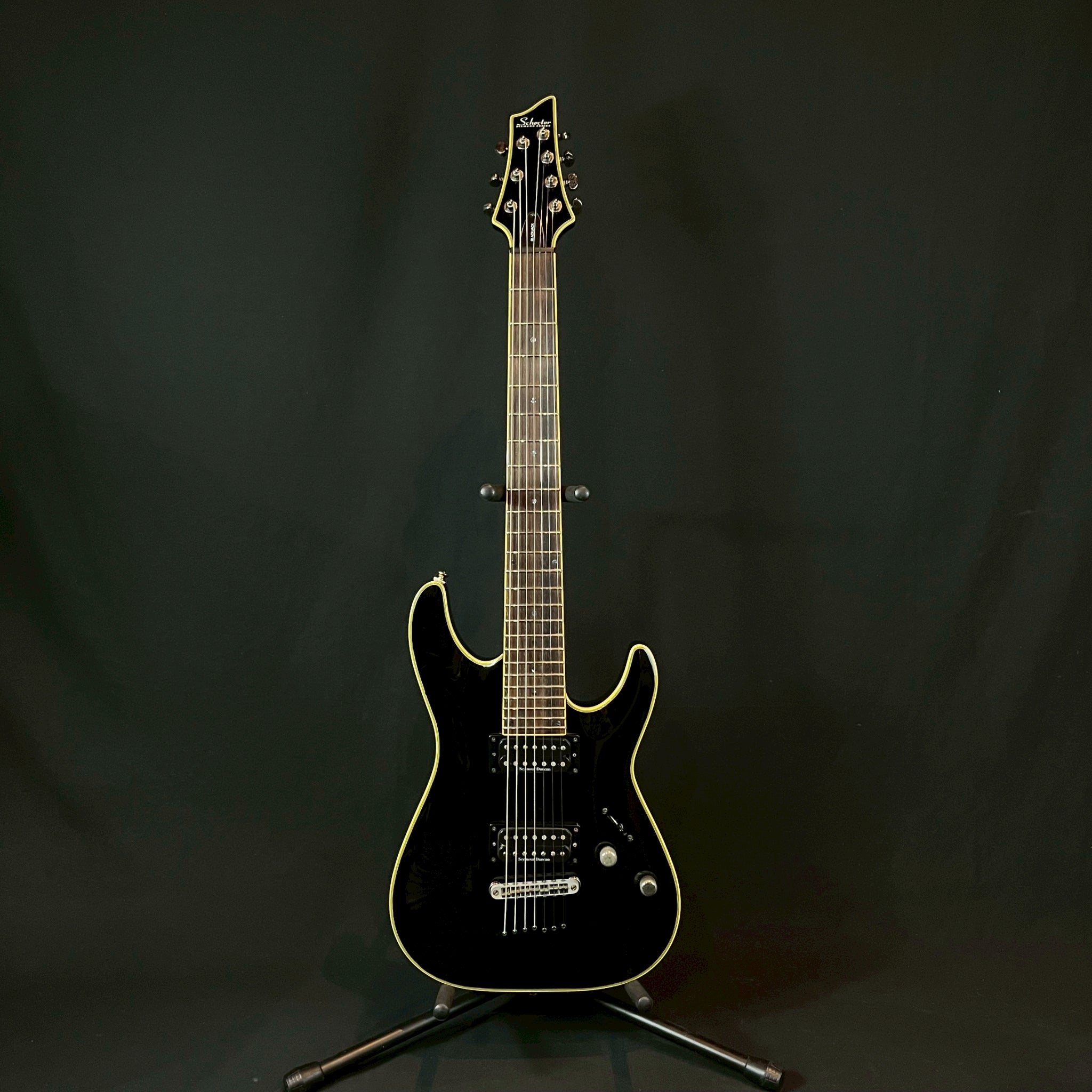 9/27〜9/28限定値下schecter Blackjack Lefty 7弦 Schecter Damien-7 Multiscale Lefty Guitar Satin Black - 2478